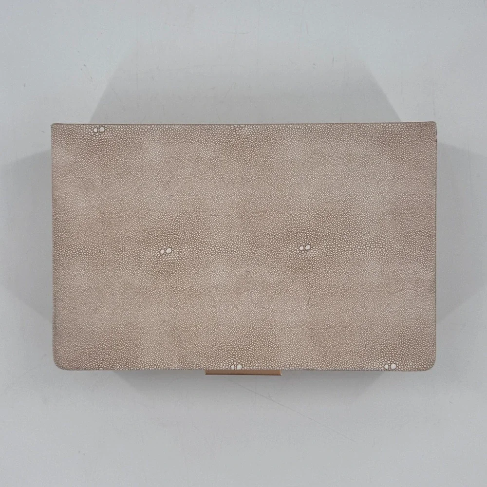Faux Shagreen Decorative Storage Box Ivory Blush Brass Handle